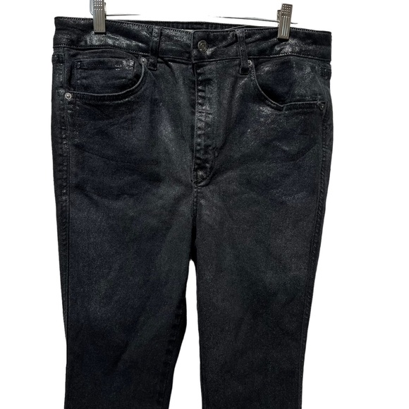WE The Free Womens Black High Rise Coated Shimmer Denim Skinny Jeans 32 - Picture 7 of 13